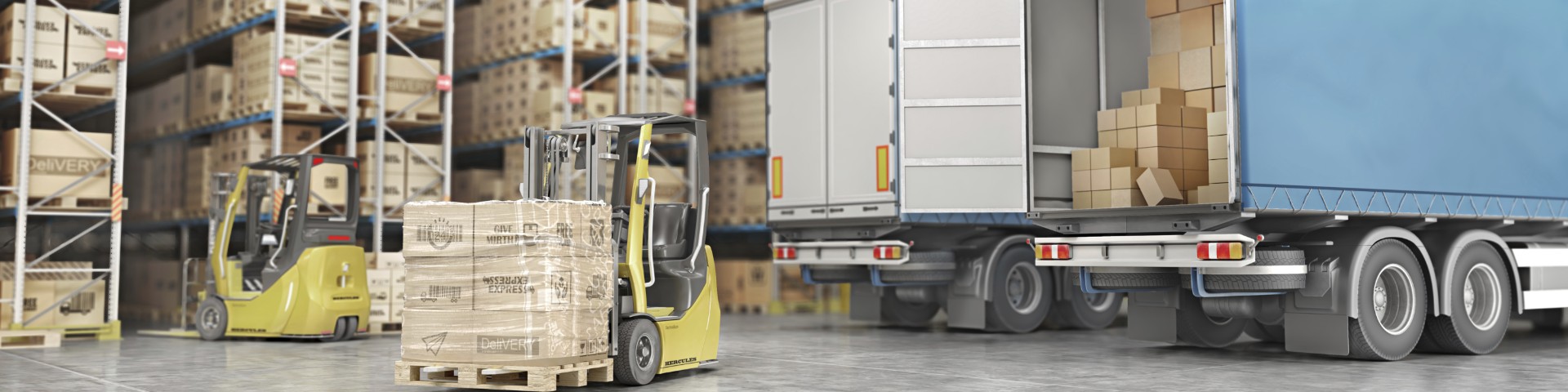 Truck-Transport von Waren und Paketen - Supplier in Stock