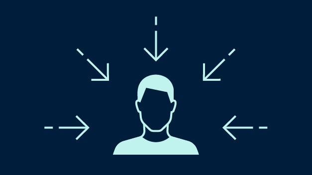 graphic of arrows pointing to a person