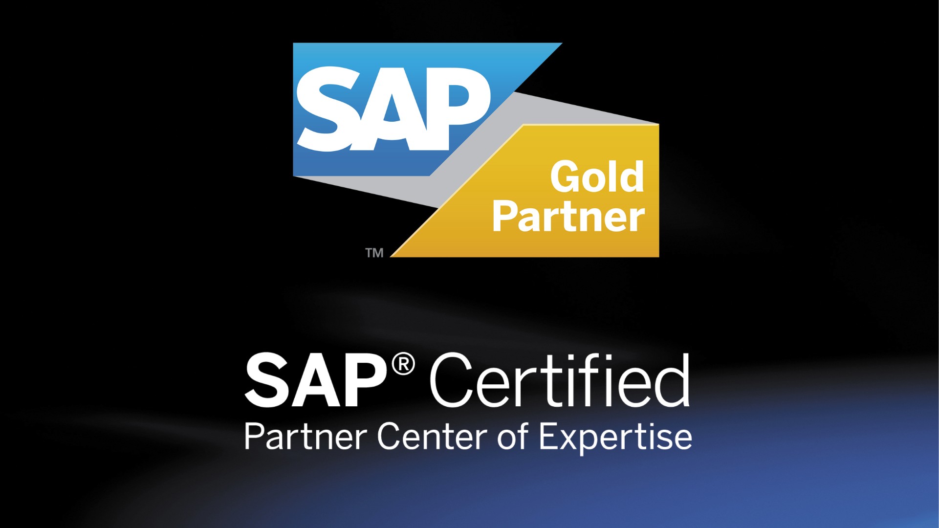 SAP Gold Partner Logo und SAP Certified Partner of Expertise Schriftzug